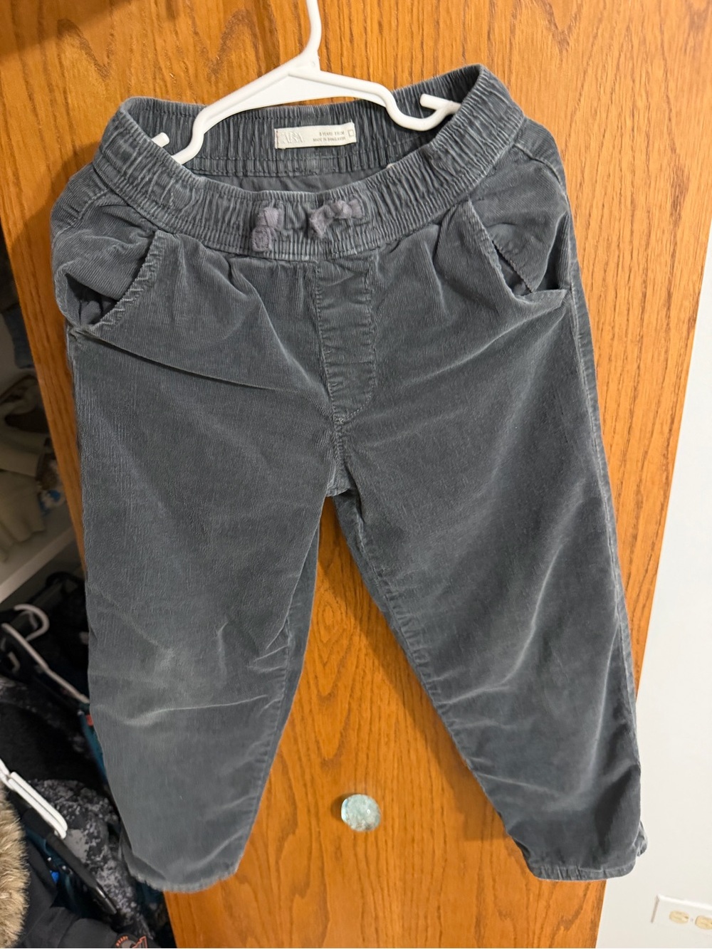 Zara Kids Charcoal Corduroy Trousers (with inner layer)